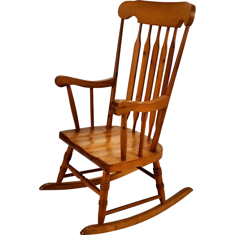 Vintage grenen schommelstoel, 1950
