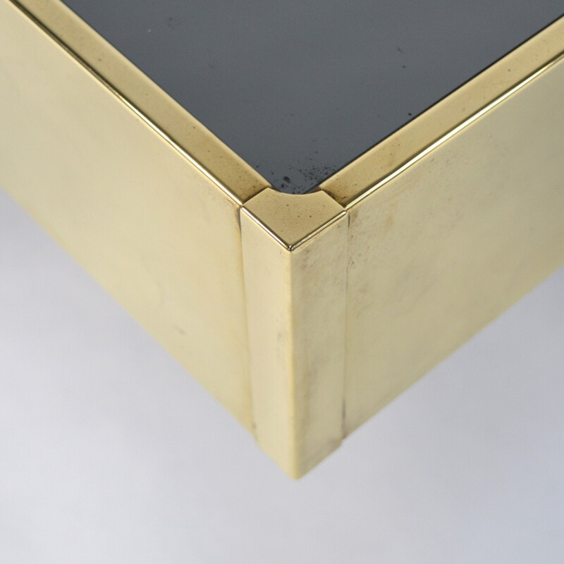 Italian coffee table in mirrored glass and brass 1960s