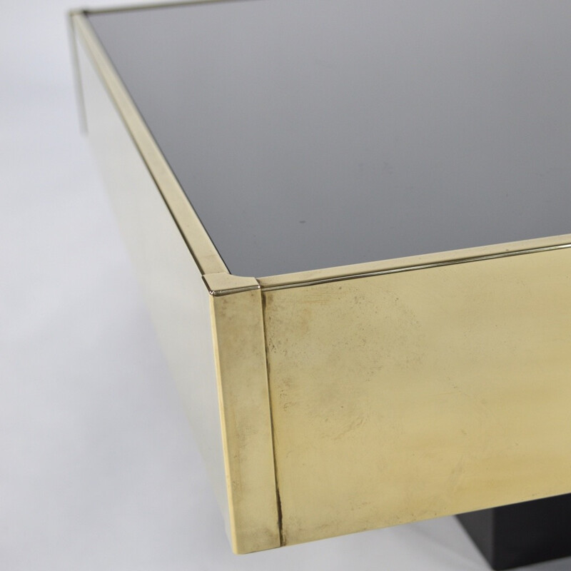Italian coffee table in mirrored glass and brass 1960s