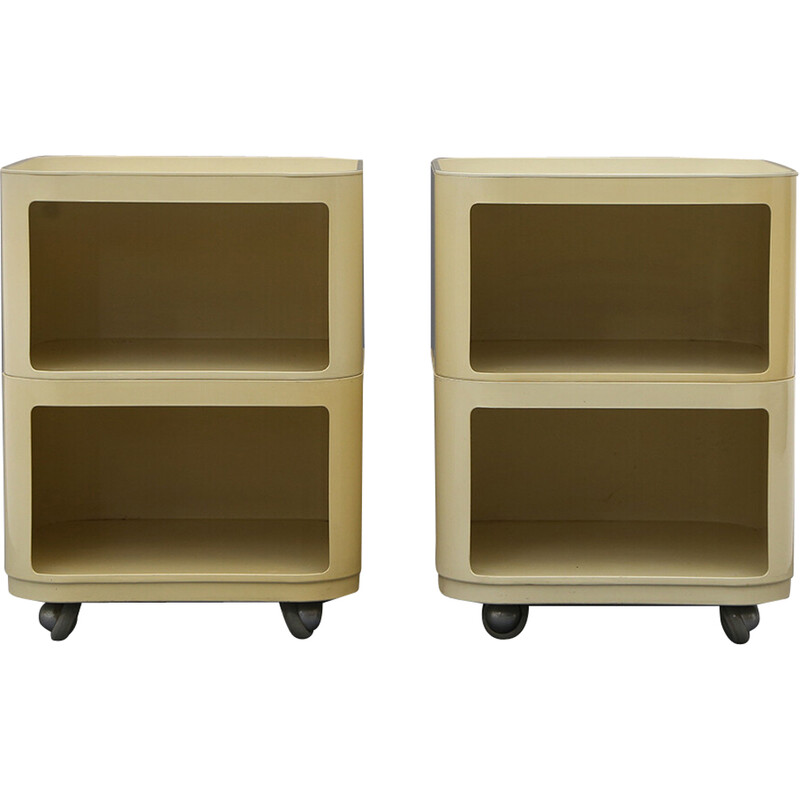 Pair of vintage square night stands by Anna Castelli Ferrieri for Kartell, 1960s