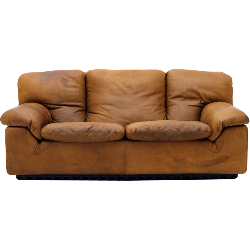 Vintage 2-Sitzer-Sofa "Bonheur" aus Leder von Ammannati und Vitelli für Brunati, 1970