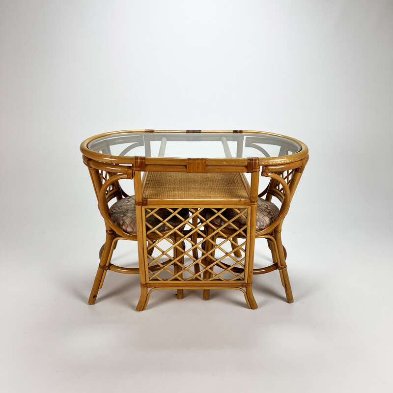 Mid century bamboo and wicker dining set, 1960s