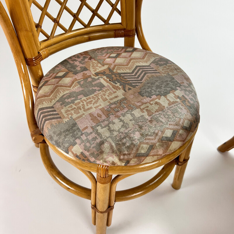 Mid century bamboo and wicker dining set, 1960s