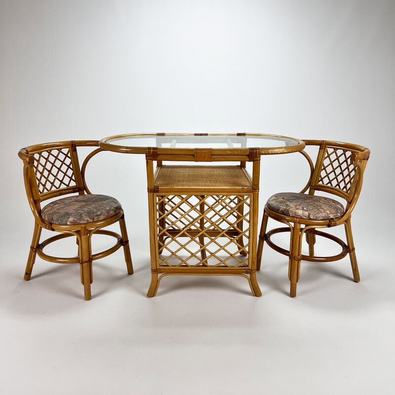 Mid century bamboo and wicker dining set, 1960s