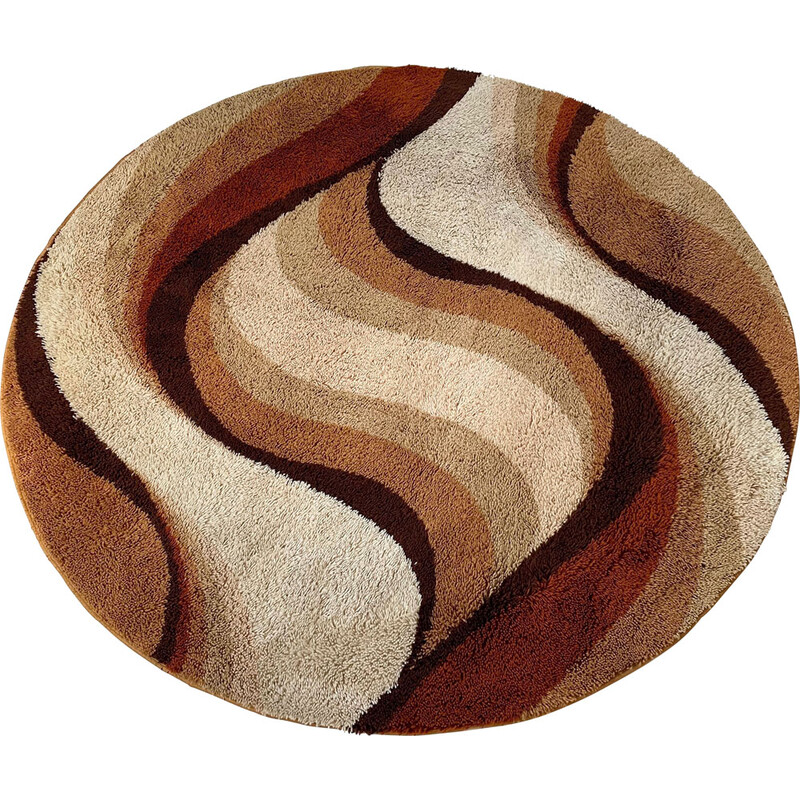 Tapis Vintage "Wave" High Pile Rya Rug par Prinstapijt Desso, Pays-Bas 1970