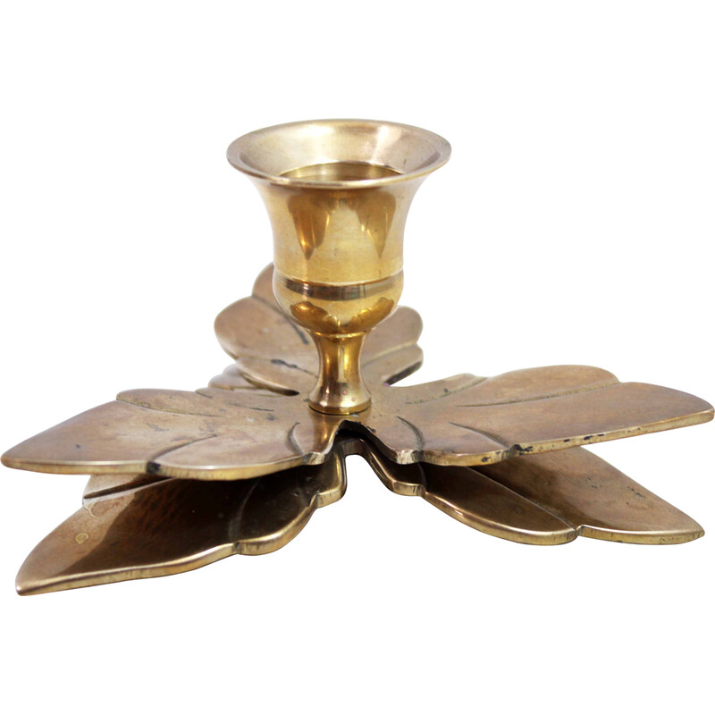 Vintage brass floral candlestick