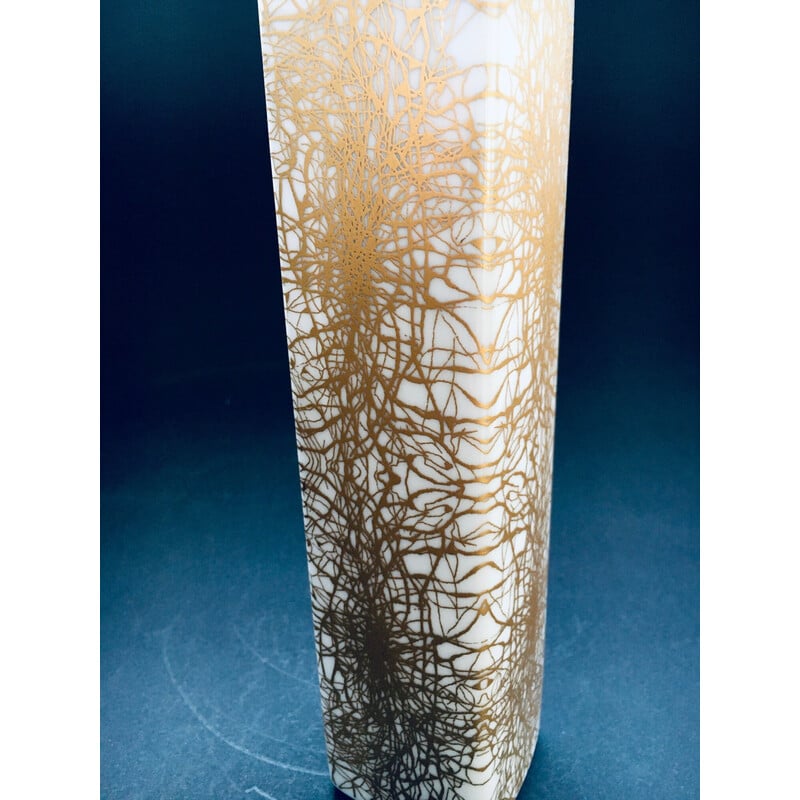 Vintage porcelain abstract gold pattern vase by Heinrich and Co Selb Bavaria, Germany 1970s