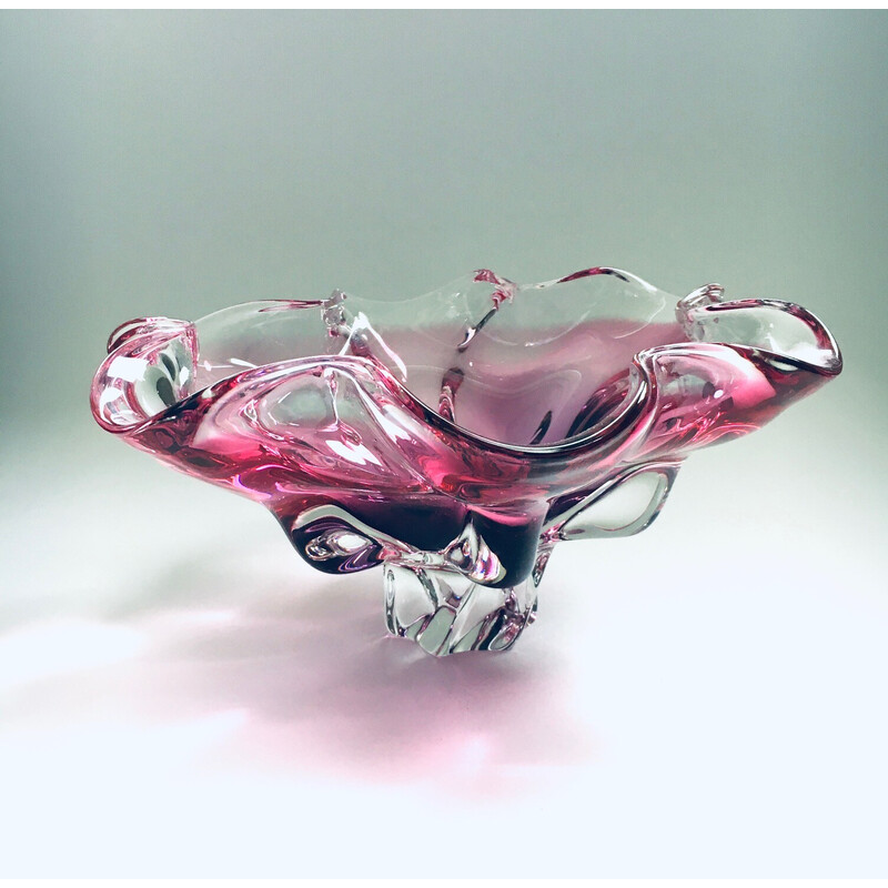 Vintage glass bowl by Jozef Hospodka for Chribska Glassworks, Czechoslovakia 1960s