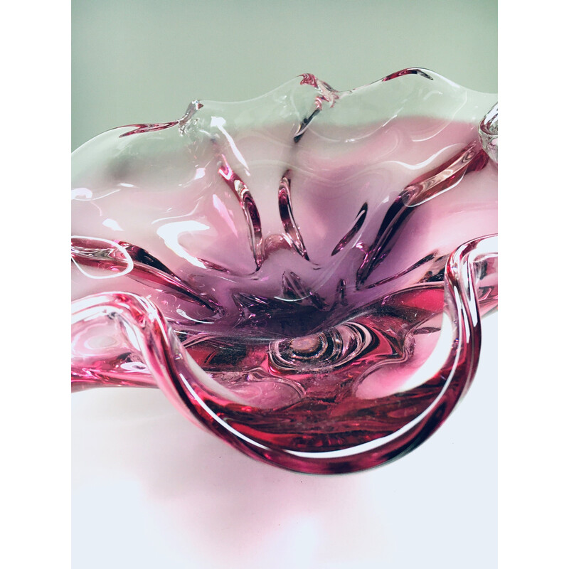 Vintage glass bowl by Jozef Hospodka for Chribska Glassworks, Czechoslovakia 1960s