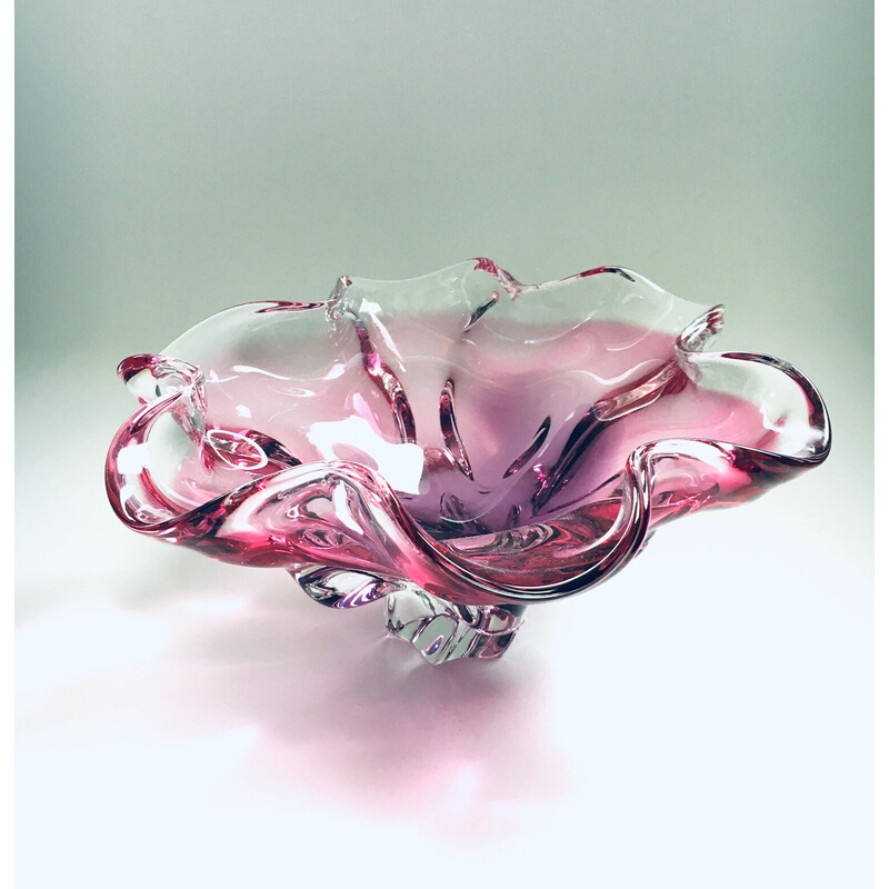 Vintage glass bowl by Jozef Hospodka for Chribska Glassworks, Czechoslovakia 1960s
