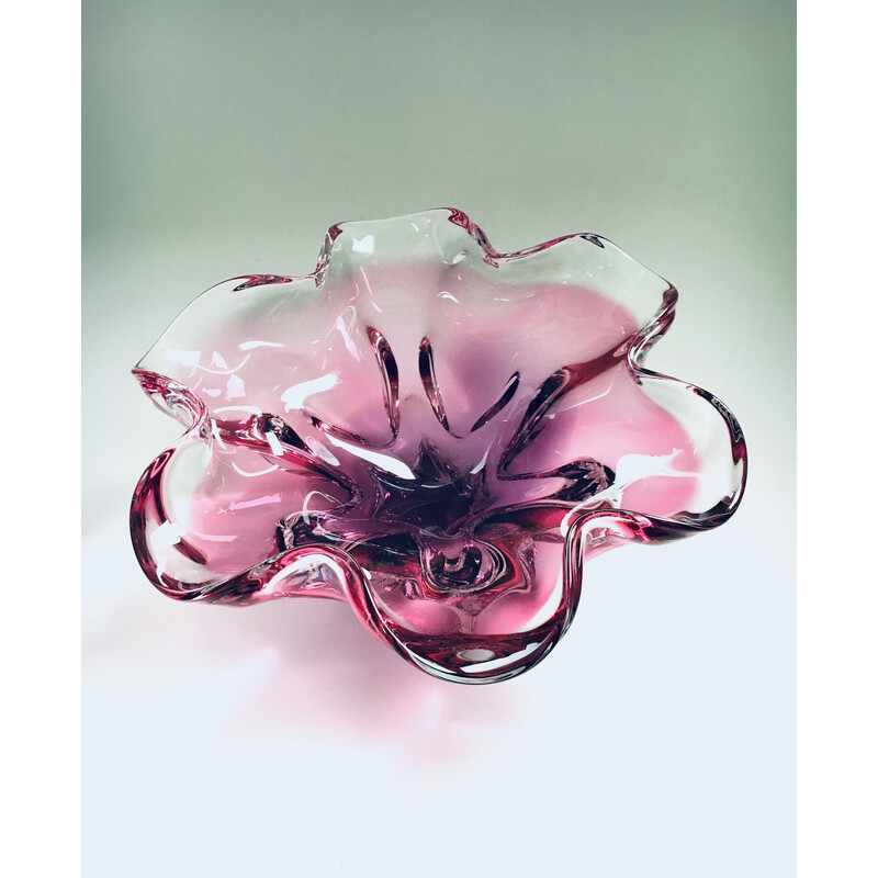 Taça de vidro Vintage por Jozef Hospodka para Chribska Glassworks, Checoslováquia 1960