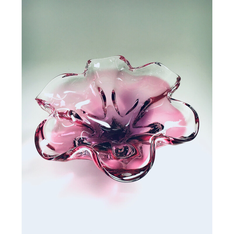 Vintage glass bowl by Jozef Hospodka for Chribska Glassworks, Czechoslovakia 1960s