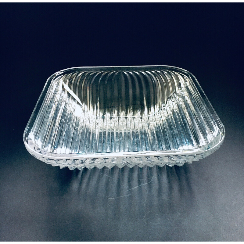 Mid century crystal Art glass bowl, Czechoslovakia 1960s