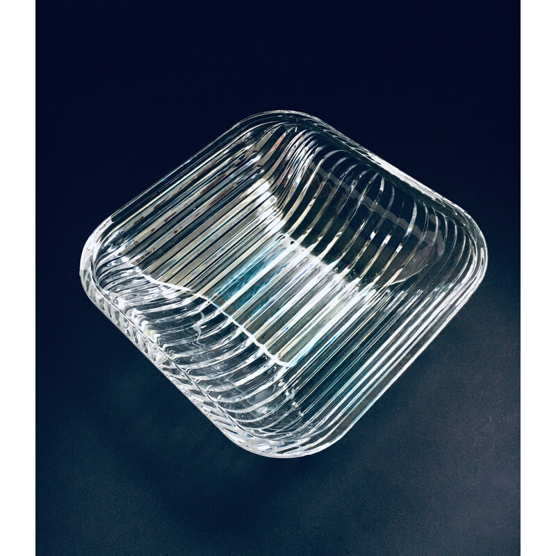 Mid century crystal Art glass bowl, Czechoslovakia 1960s