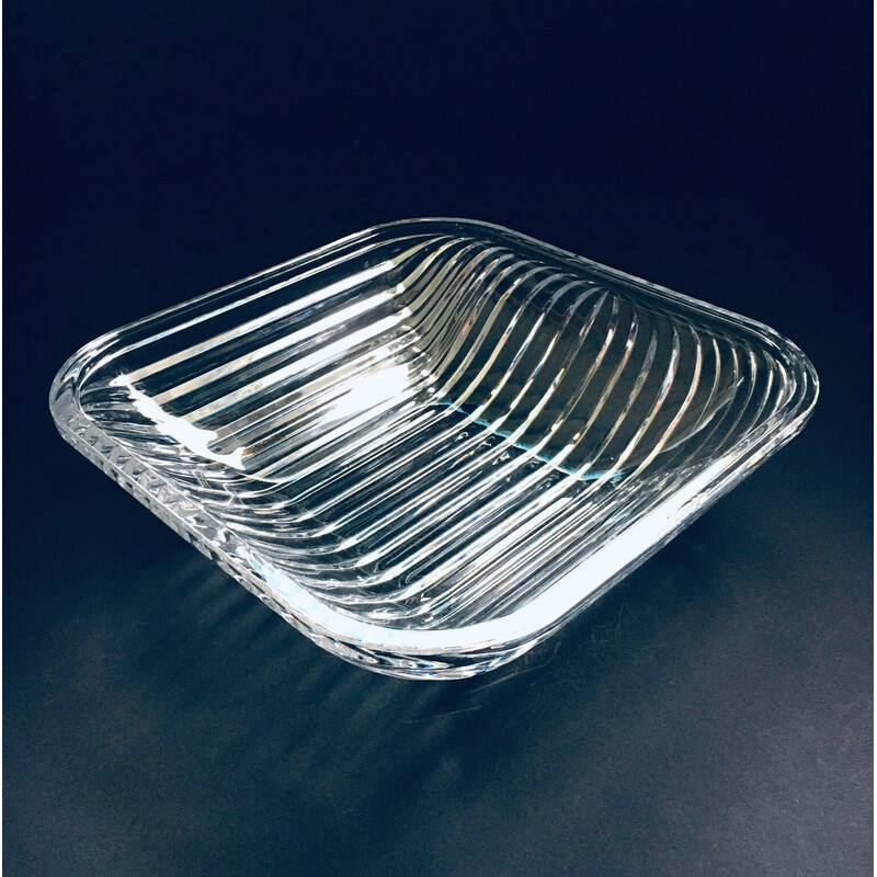 Mid century crystal Art glass bowl, Czechoslovakia 1960s