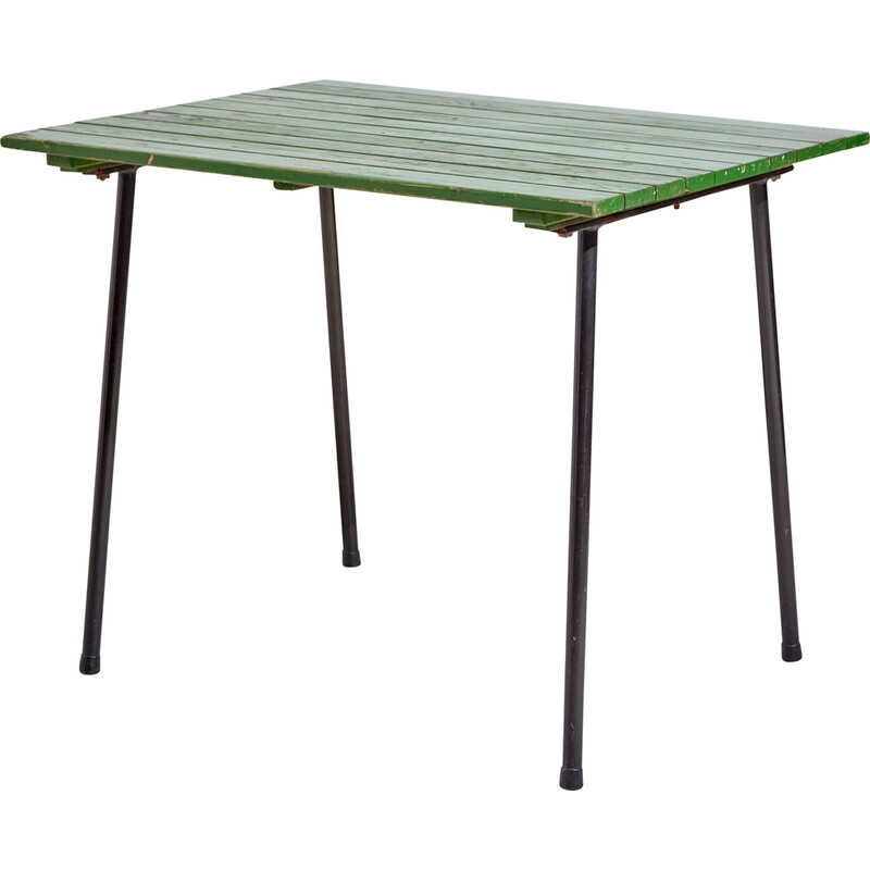 Tavolo da giardino vintage in legno e metallo