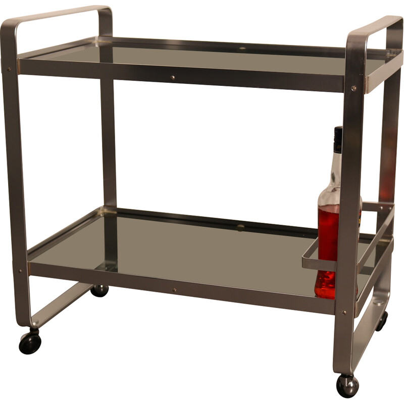 Vintage serving trolley in aluminium, Italy 1970s