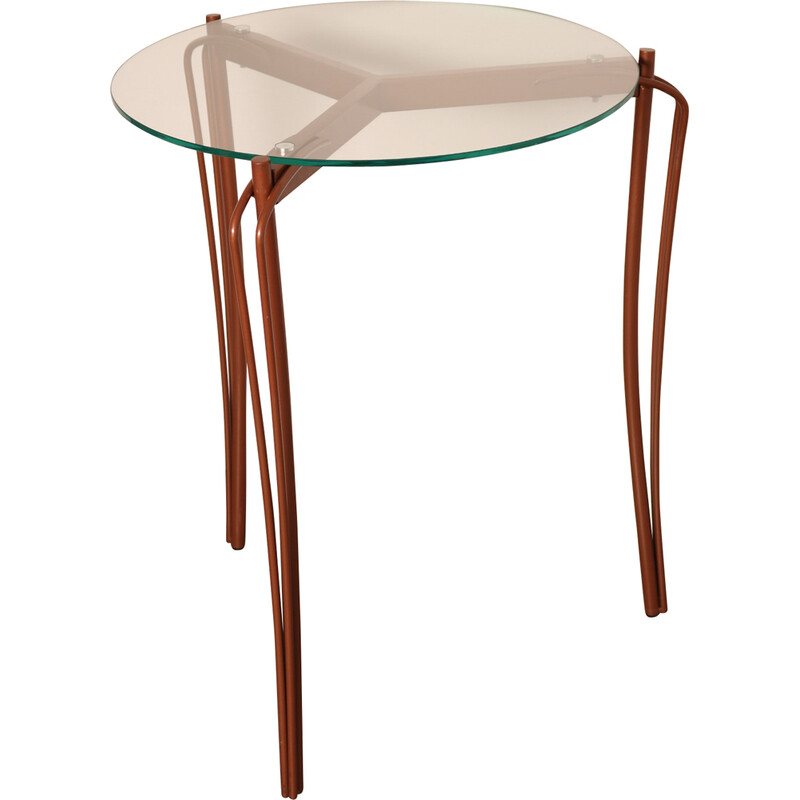 Vintage round side table in metal and glass by Borek Sipek for Driade, Italy 1990s