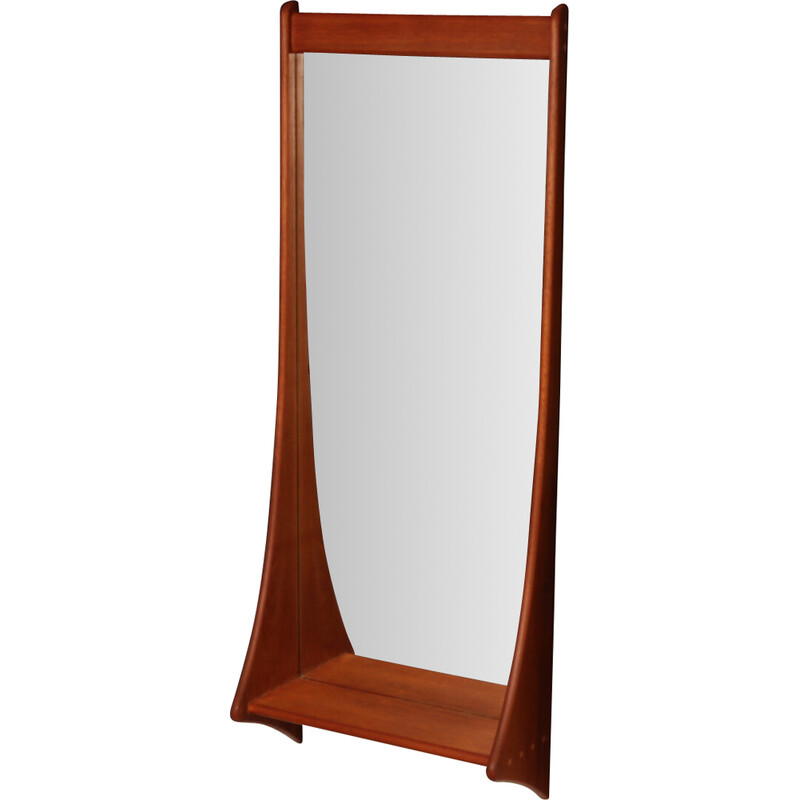 Vintage wall mirror in teak with shelf by Pedersen and Hansen for Viby J., Denmark 1960