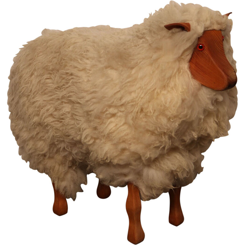 Repose-pieds mouton artisanal