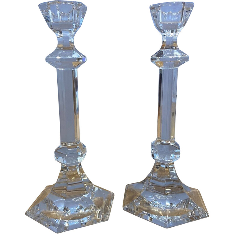 Pair of vintage candlesticks by Cristallerie Saint Louis