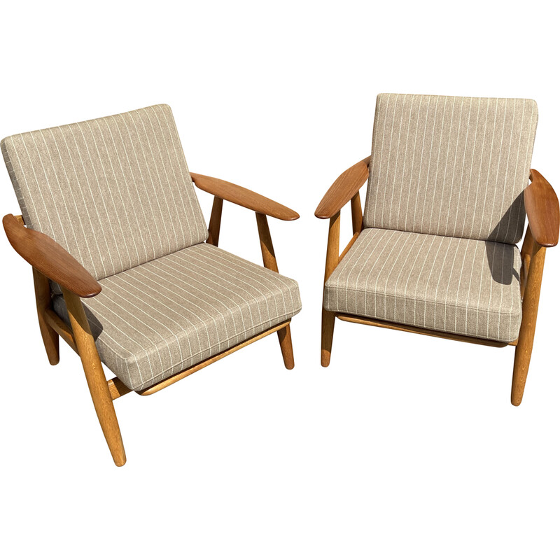 Pair of vintage Cigar armchairs by Hans J Wegner for Getama