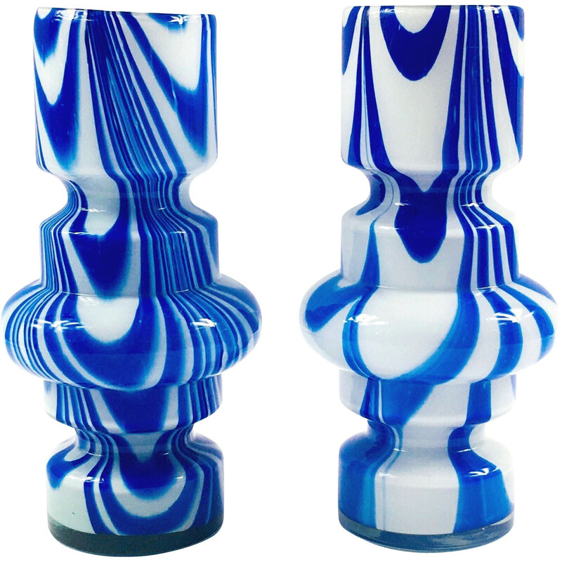 Paire de vases vintage en verre de Murano par Carlo Moretti, Italie 1970