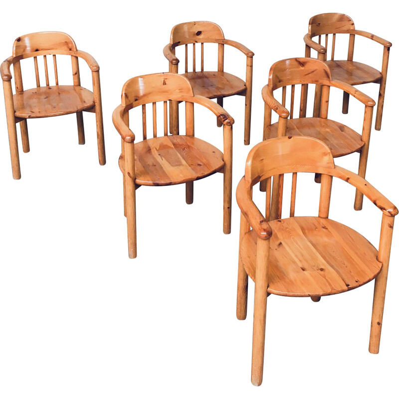 Set of 6 vintage pine dining chairs by Rainer Daumiller for Hirtshals Savvaerk, Denmark 1970