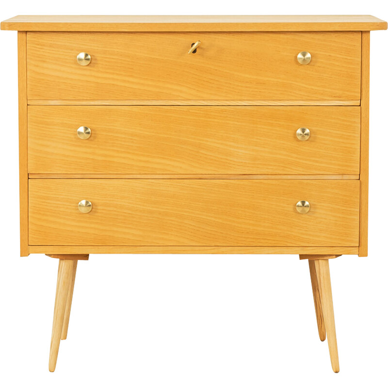 Vintage ash veneer chest of drawers, Germany 1950s