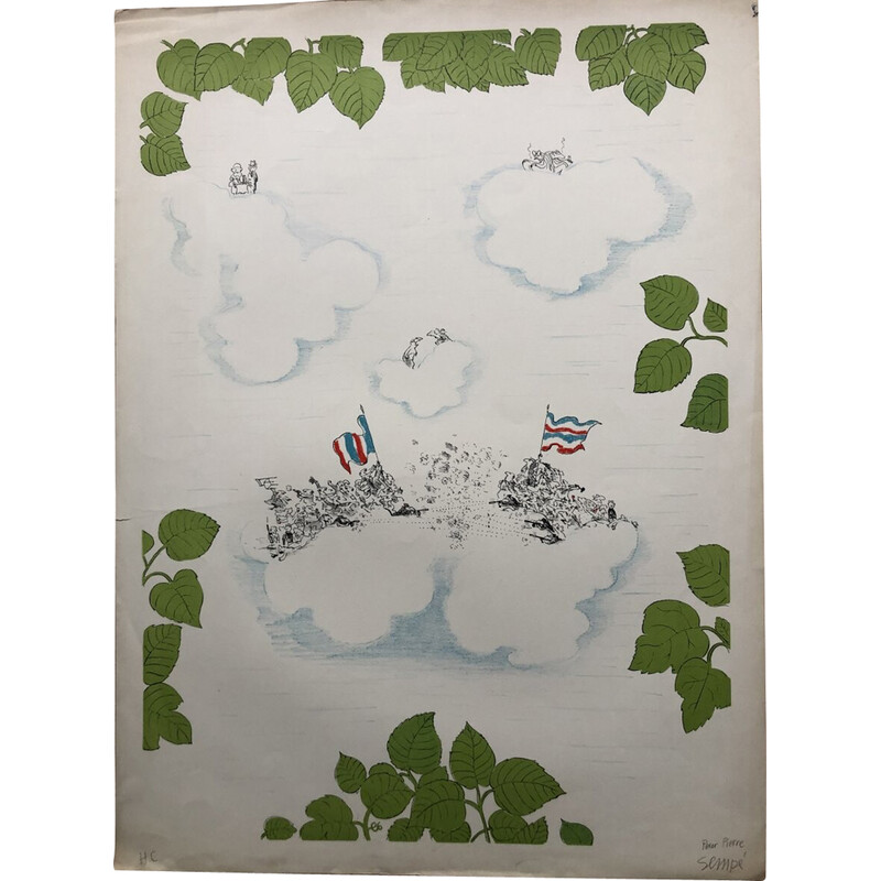 Vintage-Lithografie von Jean Jacques Sempé, 1970