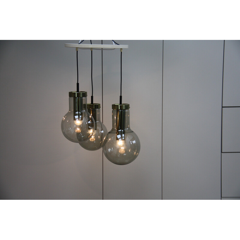 Vintage pendant lights in smoke glass, Frank LIGTELIJN - 1960s