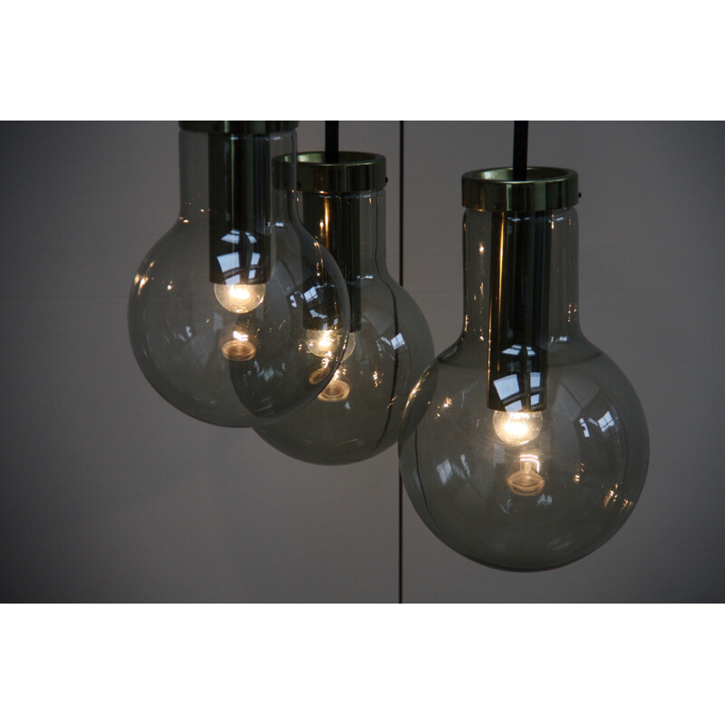 Vintage pendant lights in smoke glass, Frank LIGTELIJN - 1960s