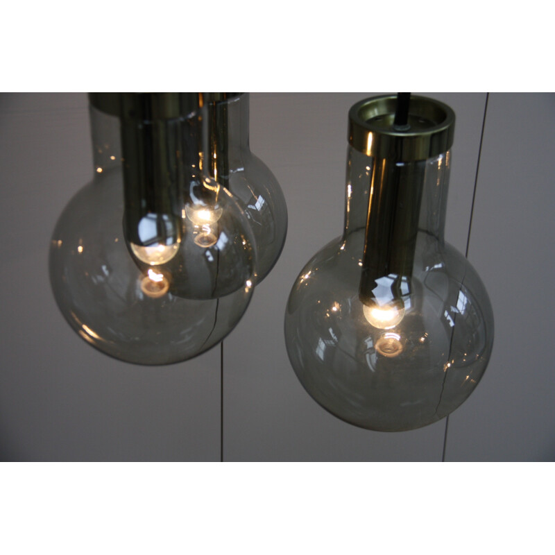 Vintage pendant lights in smoke glass, Frank LIGTELIJN - 1960s