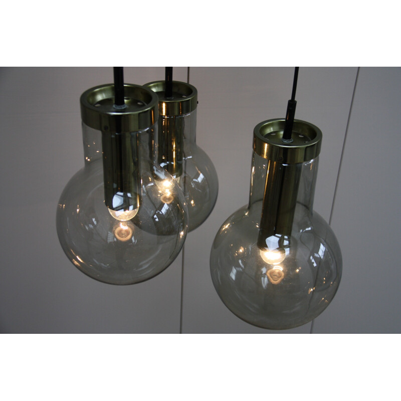 Vintage pendant lights in smoke glass, Frank LIGTELIJN - 1960s