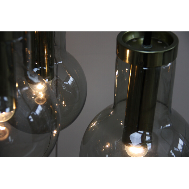 Vintage pendant lights in smoke glass, Frank LIGTELIJN - 1960s