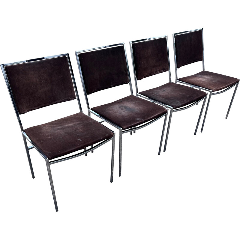 Set of 4 vintage Italian chairs, 1970