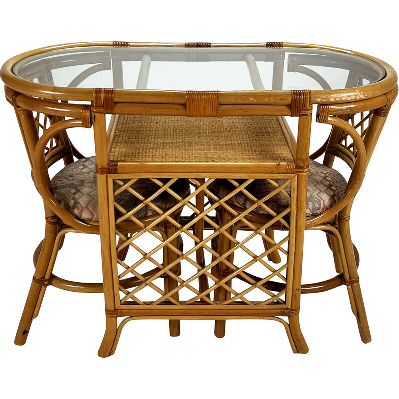 Mid century bamboo and wicker dining set, 1960s