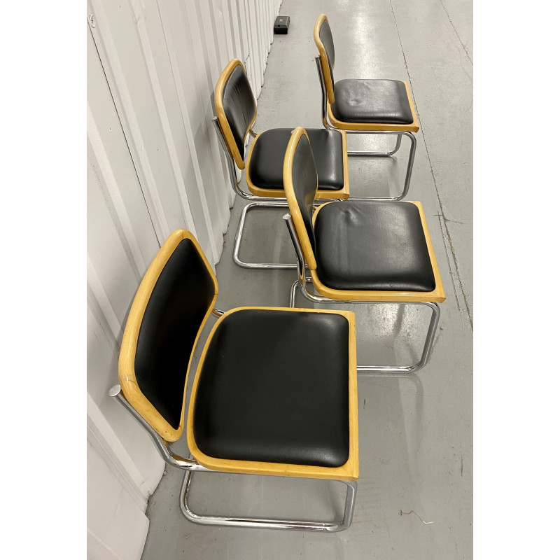 Set of 4 mid century Cesca chairs chromed by Marcel Breuer