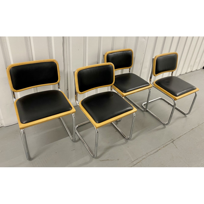 Set of 4 mid century Cesca chairs chromed by Marcel Breuer