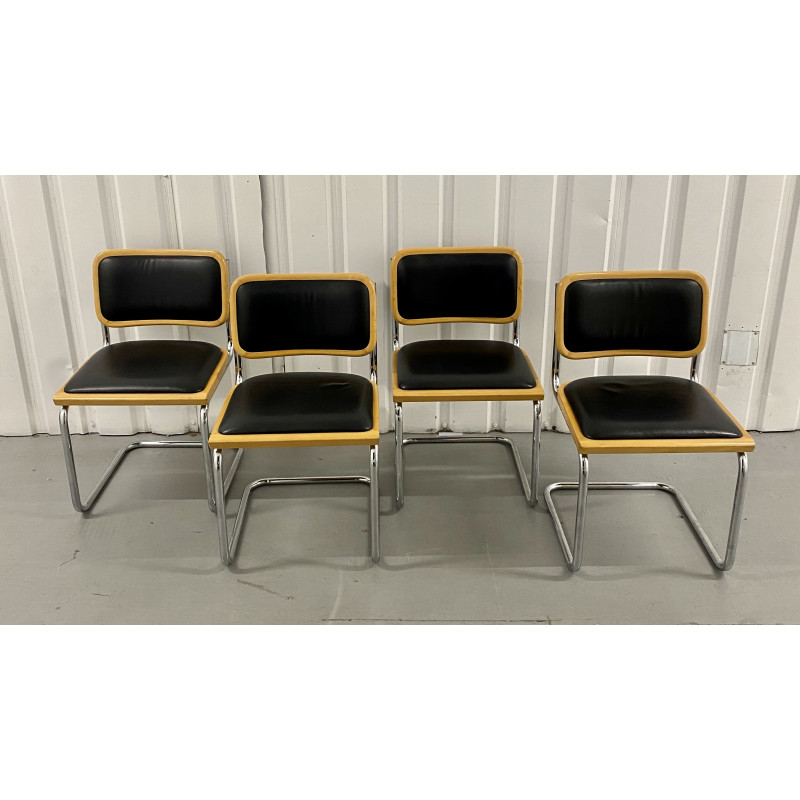 Set of 4 mid century Cesca chairs chromed by Marcel Breuer