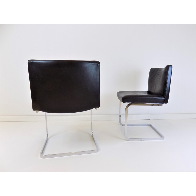 Pareja de sillas de cuero vintage RH305 de Robert Haussmann