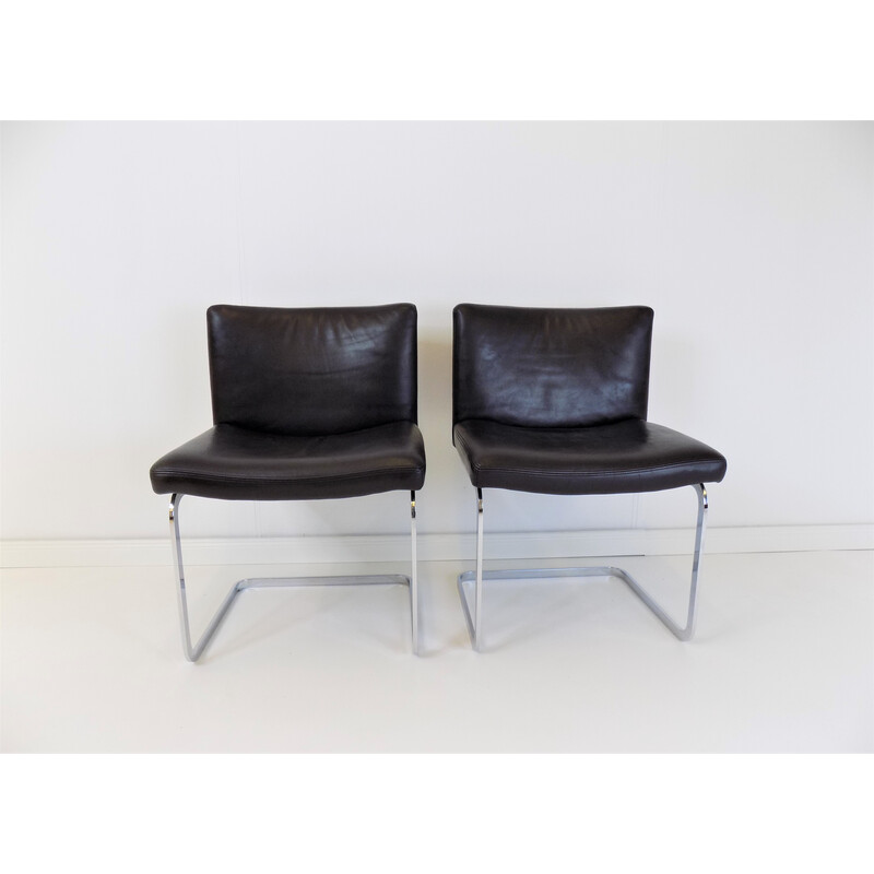 Paire de chaises vintage RH305 en cuir de Robert Haussmann