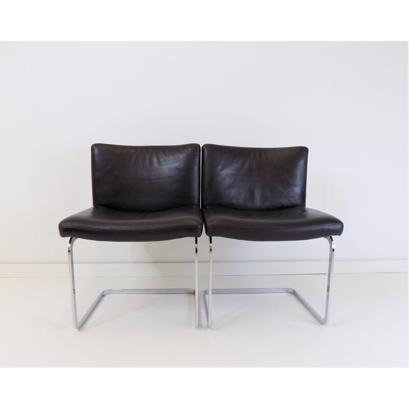 Coppia di sedie vintage in pelle RH305 di Robert Haussmann