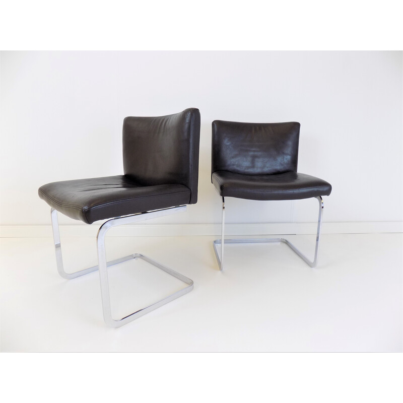 Paire de chaises vintage RH305 en cuir de Robert Haussmann