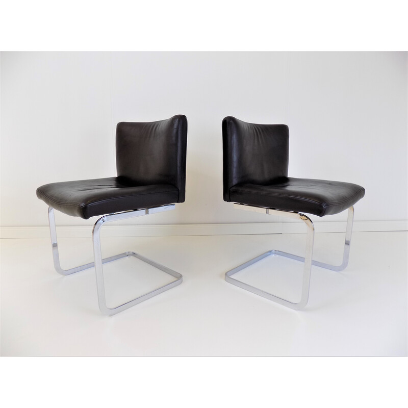 Pair of vintage leather chairs RH305 by Robert Haussmann