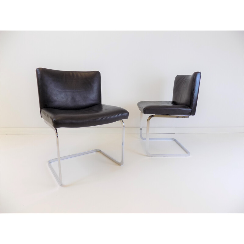 Coppia di sedie vintage in pelle RH305 di Robert Haussmann