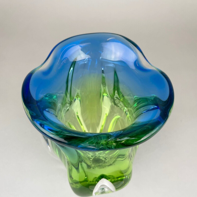 Vintage Bohemian glass vase by Josef Hospodka for Chribska Glassworks, 1960