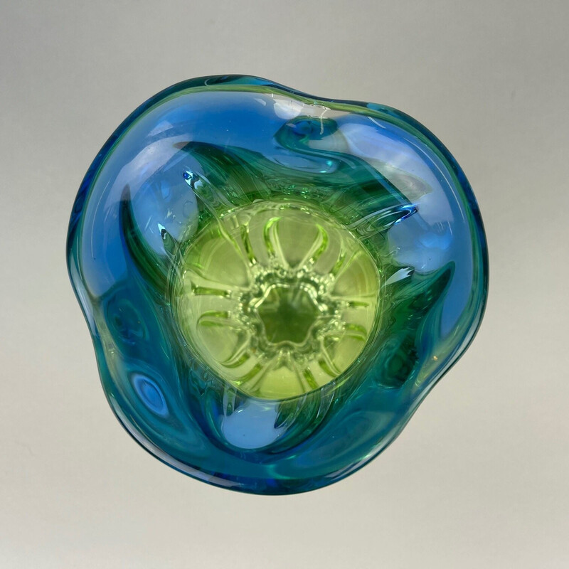 Vintage vaso de vidro boémio por Josef Hospodka para Chribska Glassworks, 1960