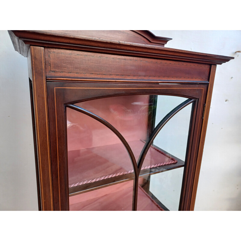 Vintage English mahogany display cabinet, 1900s