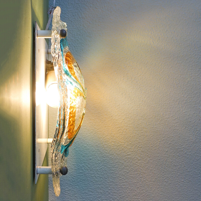 Italiaanse wandlamp van Murano glas uit het midden van de jaren 1970, Mazzega